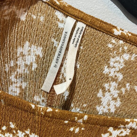 Anthropologie Blouse Small Amber Dolman Sleeve Top Golden Boho Floral Casual - Picture 5 of 10